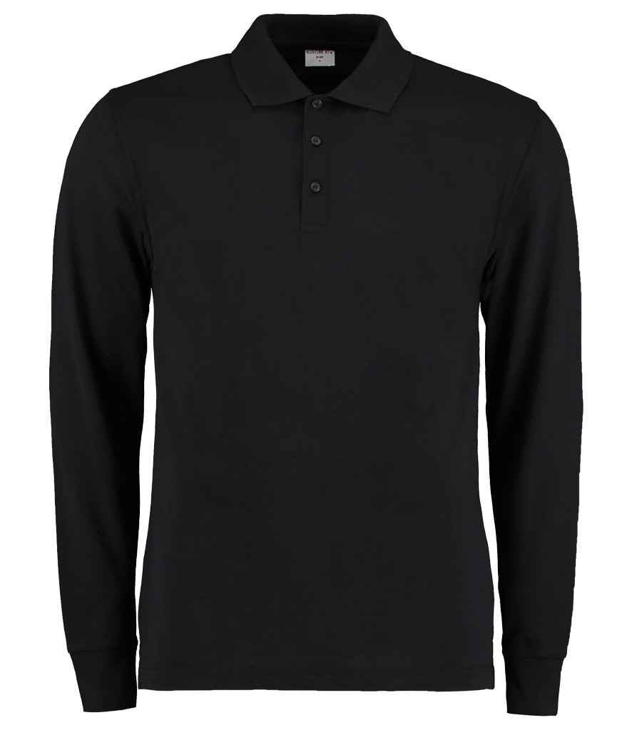 Kustom Kit Long Sleeve Poly/Cotton Piqué Polo Shirt Black