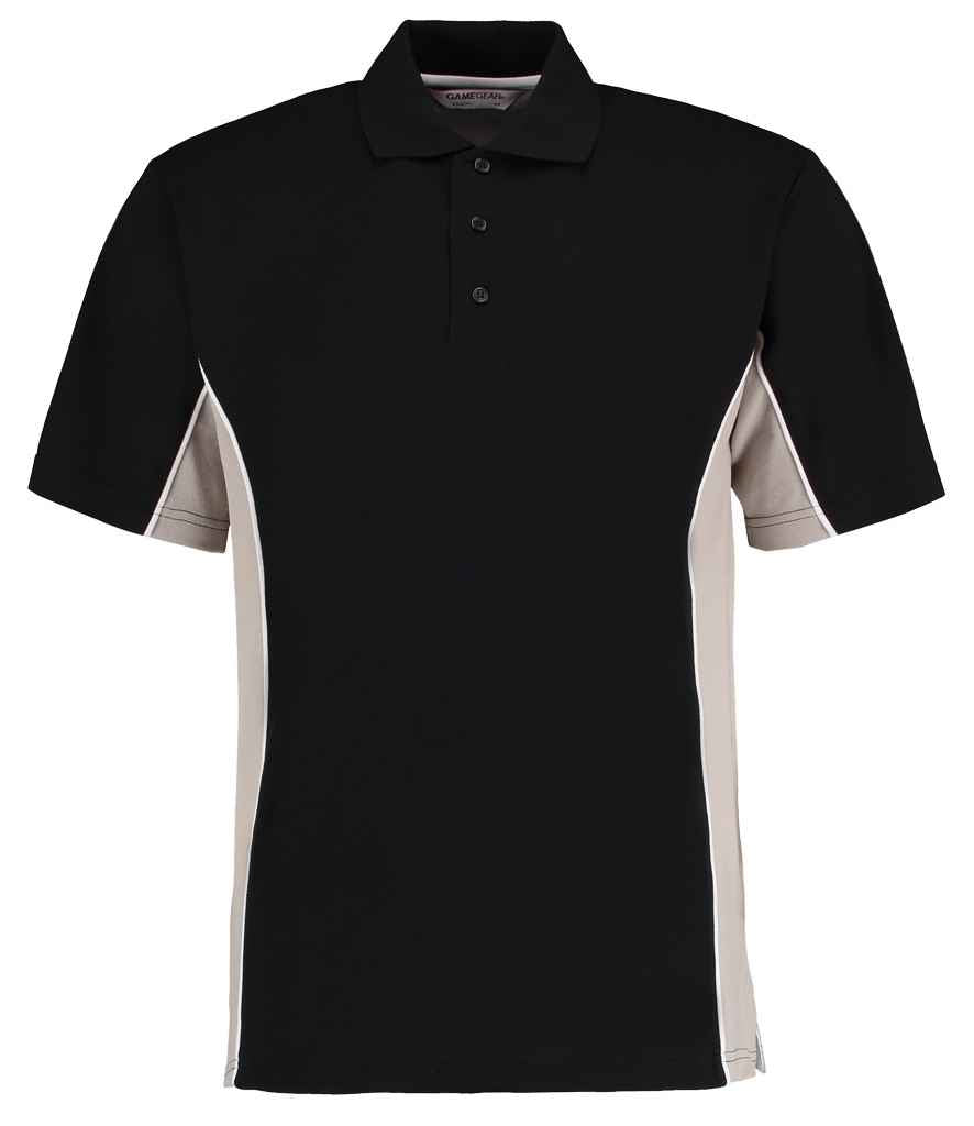 Kustom Kit Track Poly/Cotton Piqué Polo Shirt Black/Grey