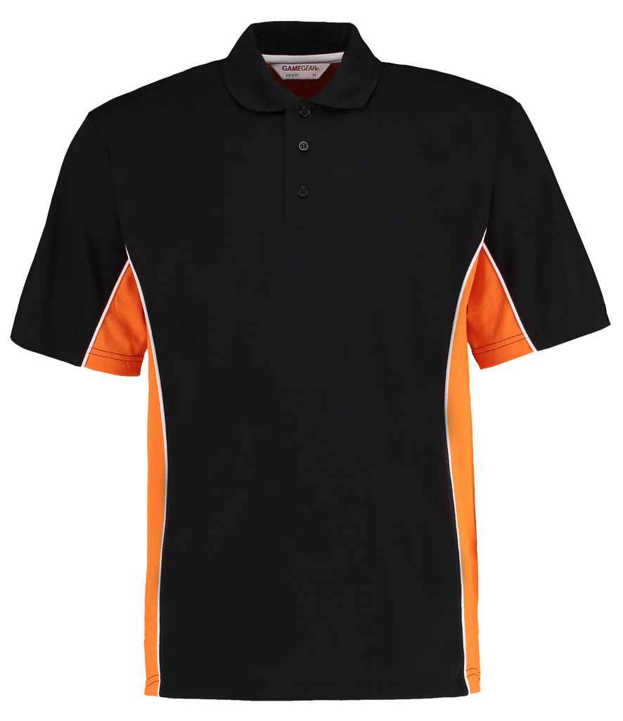 Kustom Kit Track Poly/Cotton Piqué Polo Shirt Black/Orange