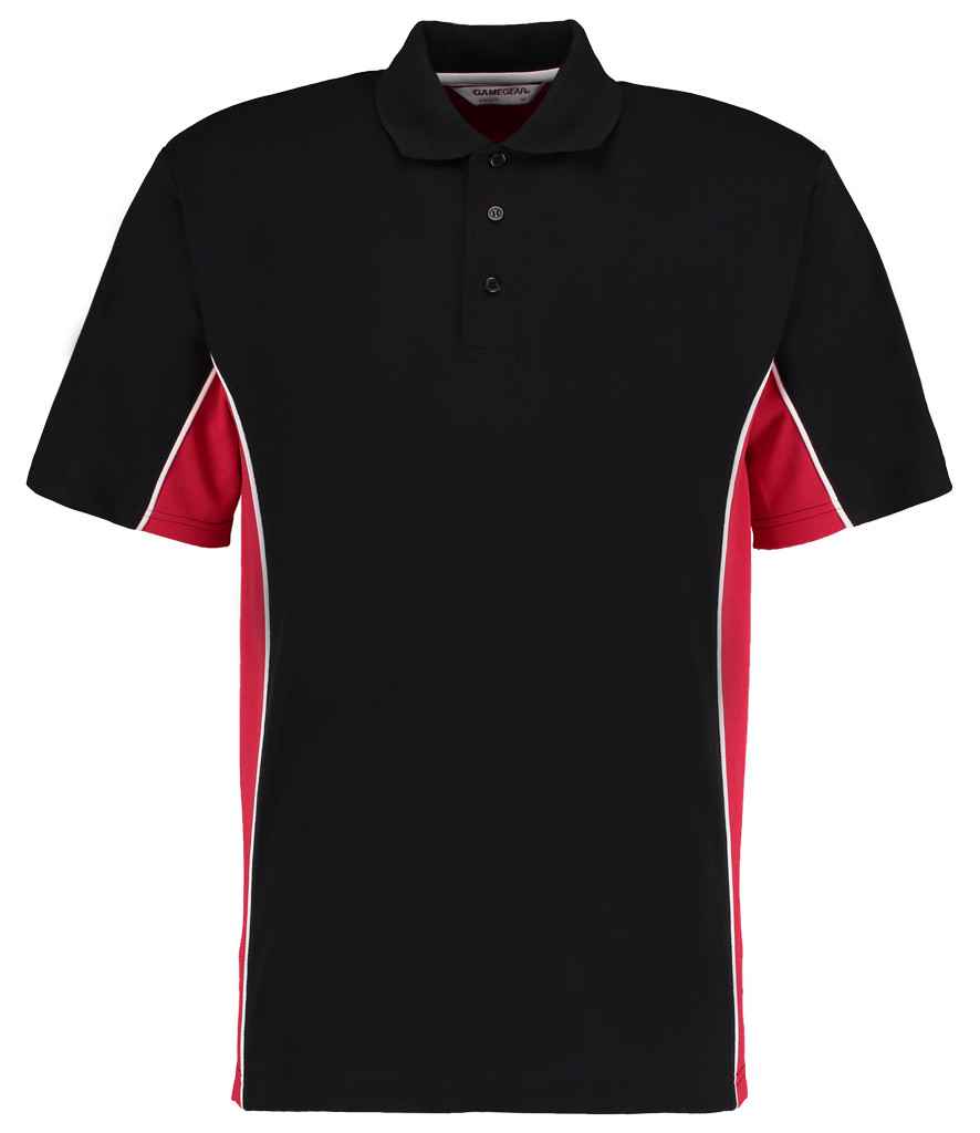 Kustom Kit Track Poly/Cotton Piqué Polo Shirt Black/Red