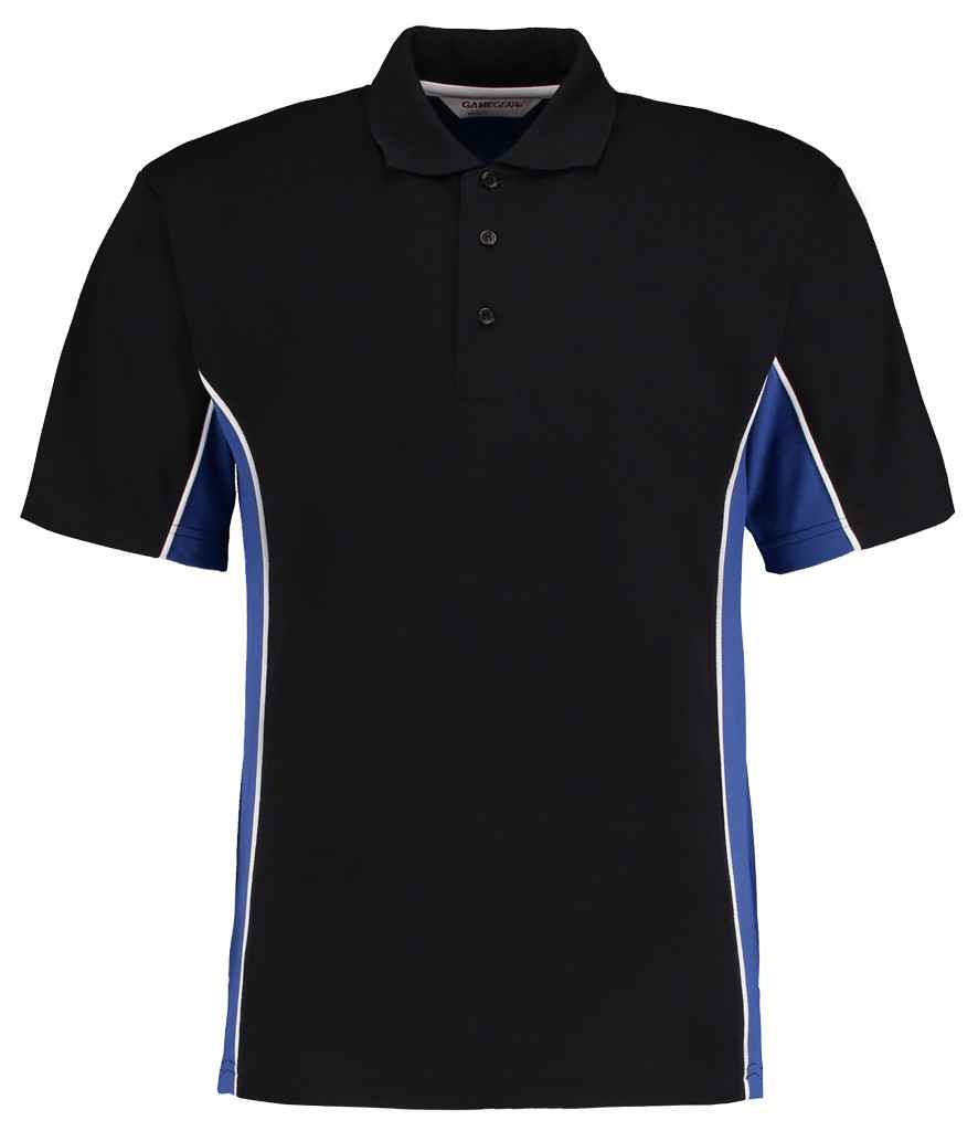 Kustom Kit Track Poly/Cotton Piqué Polo Shirt Black/Royal Blue