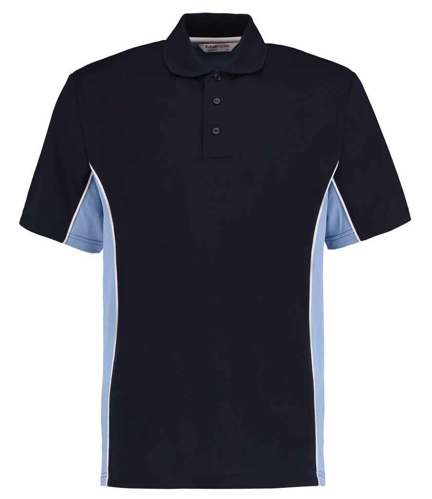 Kustom Kit Track Poly/Cotton Piqué Polo Shirt Navy/Light Blue