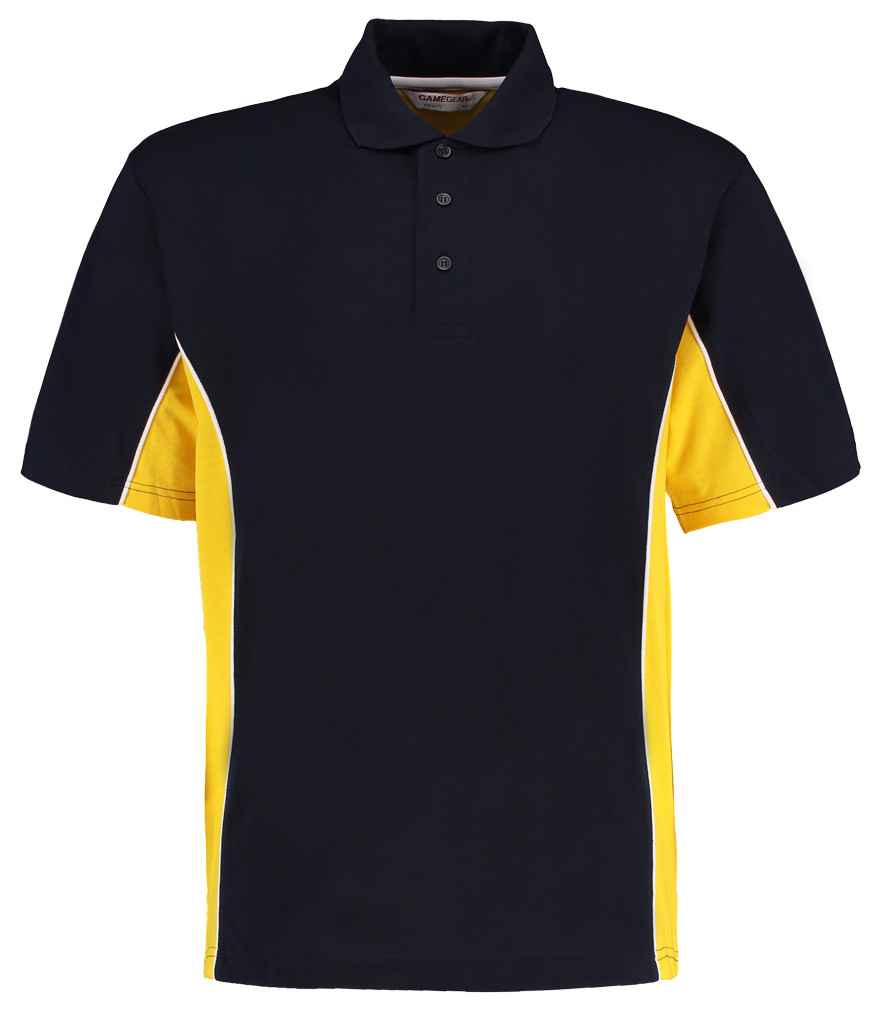 Kustom Kit Track Poly/Cotton Piqué Polo Shirt Navy/Mid Yellow