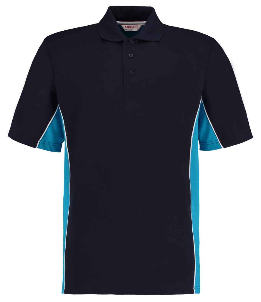Kustom Kit Track Poly/Cotton Piqué Polo Shirt Navy/Turquoise Blue
