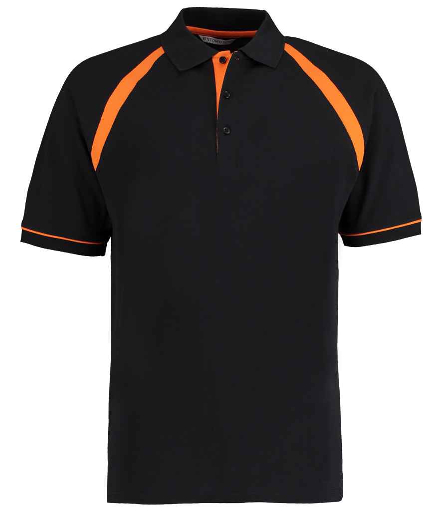 Kustom Kit Oak Hill Cotton Piqué Polo Shirt Black/Orange