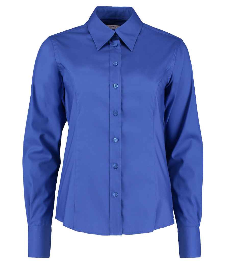 Kustom Kit Ladies Premium Long Sleeve Tailored Oxford Shirt Royal Blue