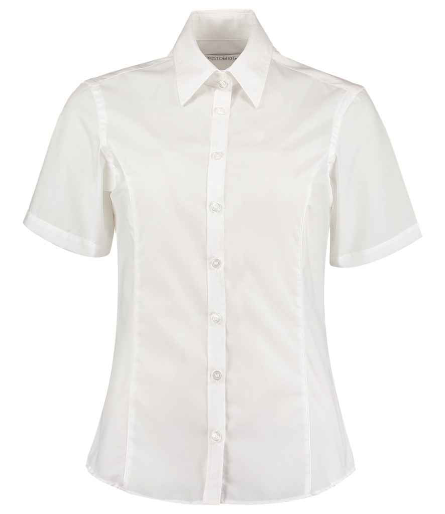 Kustom Kit Ladies Short Sleeve Tailored Business Shirt White