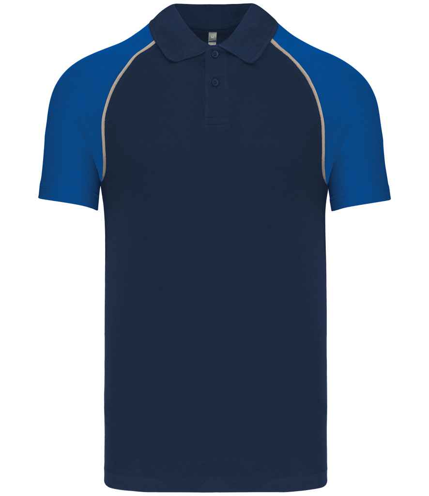 Kariban Baseball Cotton Piqué Polo Shirt Navy/Royal Blue