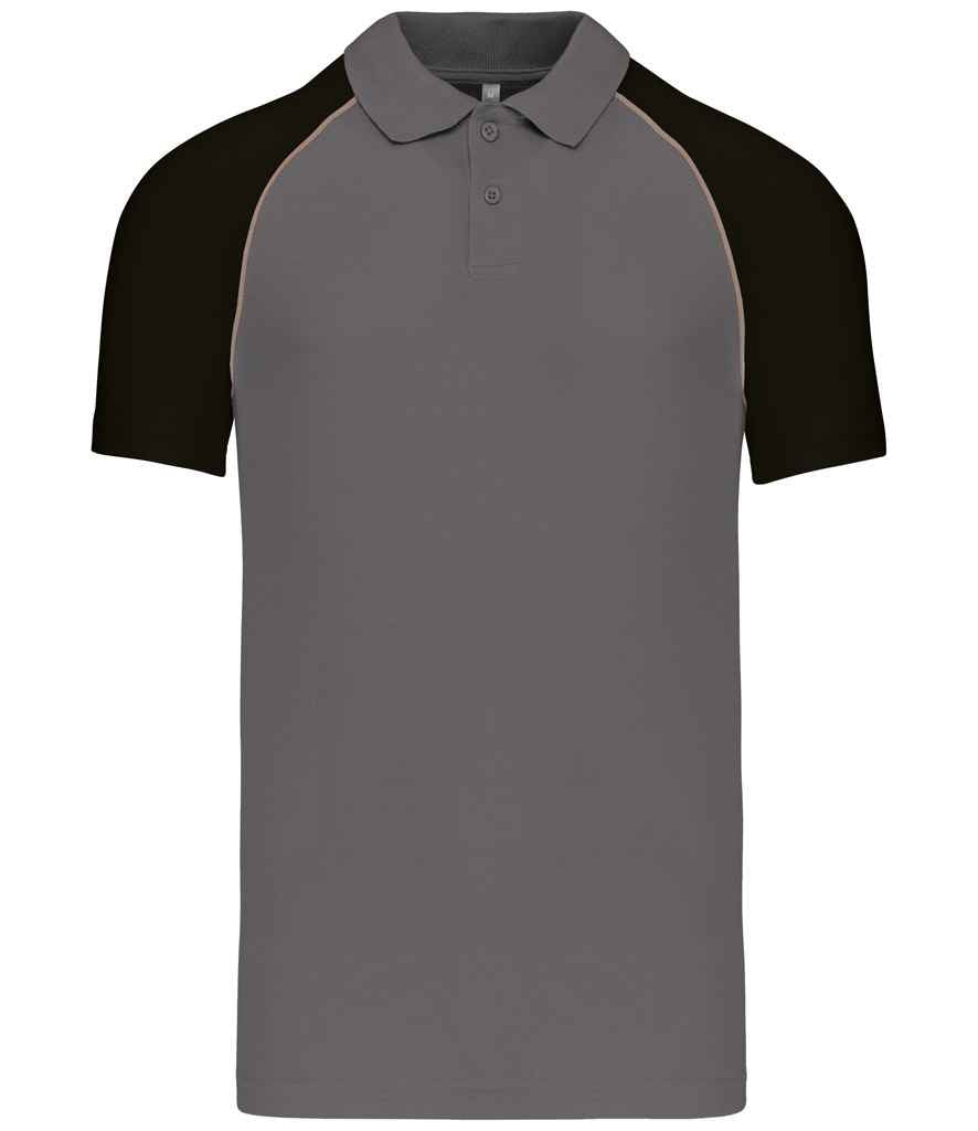 Kariban Baseball Cotton Piqué Polo Shirt Slate Grey/Black