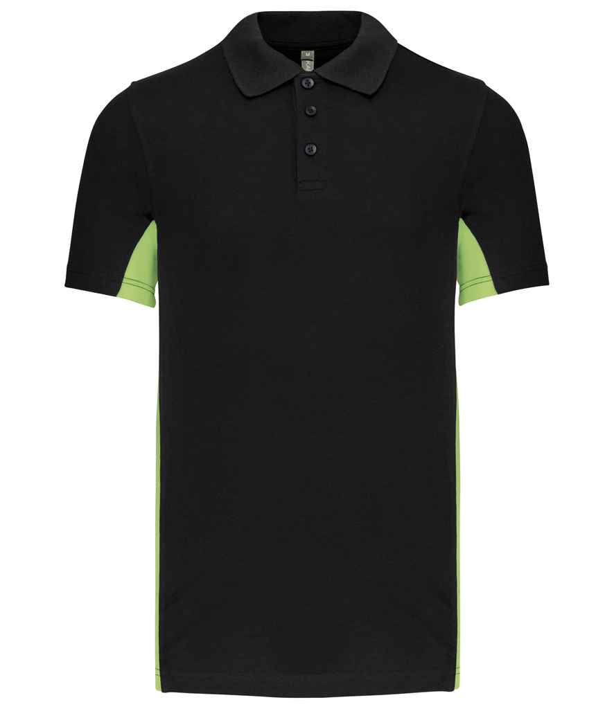 Kariban Flag Poly/Cotton Piqué Polo Shirt Black/Lime Green