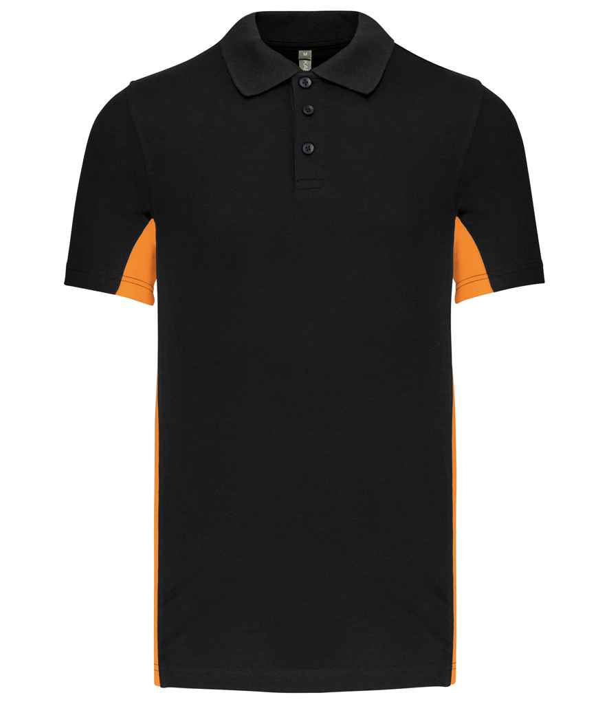 Kariban Flag Poly/Cotton Piqué Polo Shirt Black/Orange