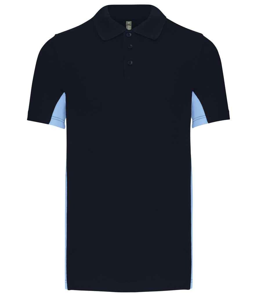 Kariban Flag Poly/Cotton Piqué Polo Shirt Navy/Sky Blue