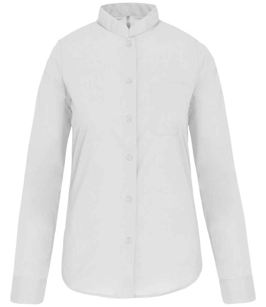 Kariban Ladies Long Sleeve Mandarin Collar Shirt White
