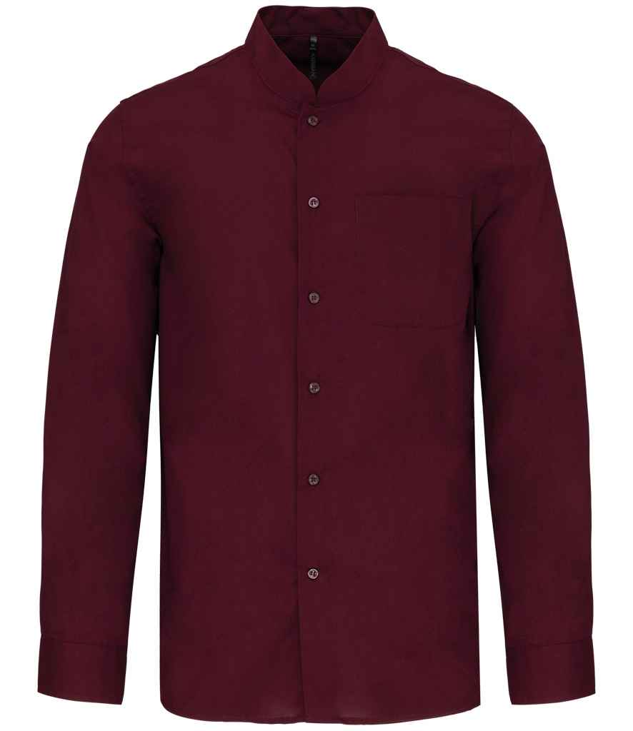 Kariban Long Sleeve Mandarin Collar Shirt Wine
