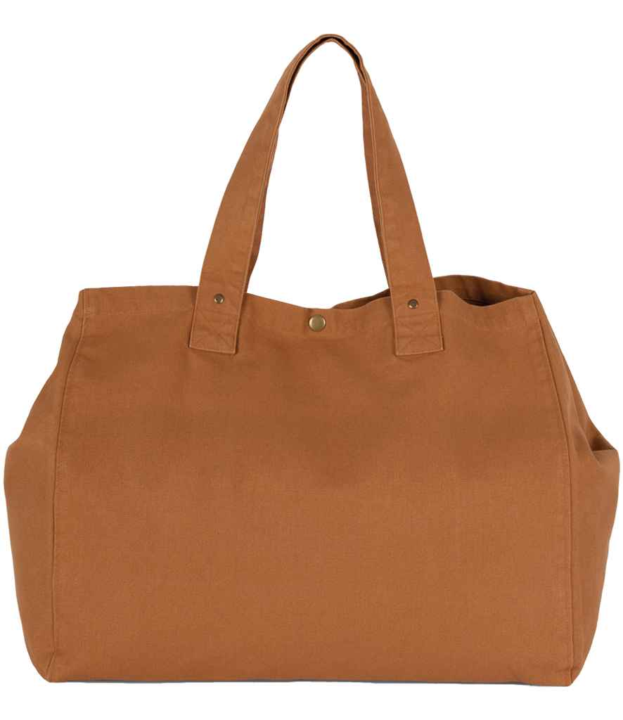 Kimood Faded Cotton Shopper Washed Caramel Coffee