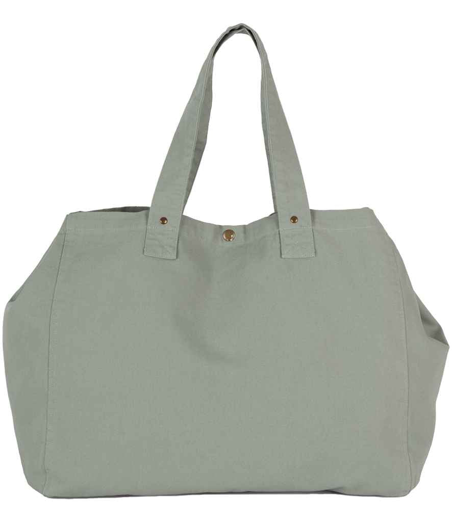 Kimood Faded Cotton Shopper Washed Green Clay