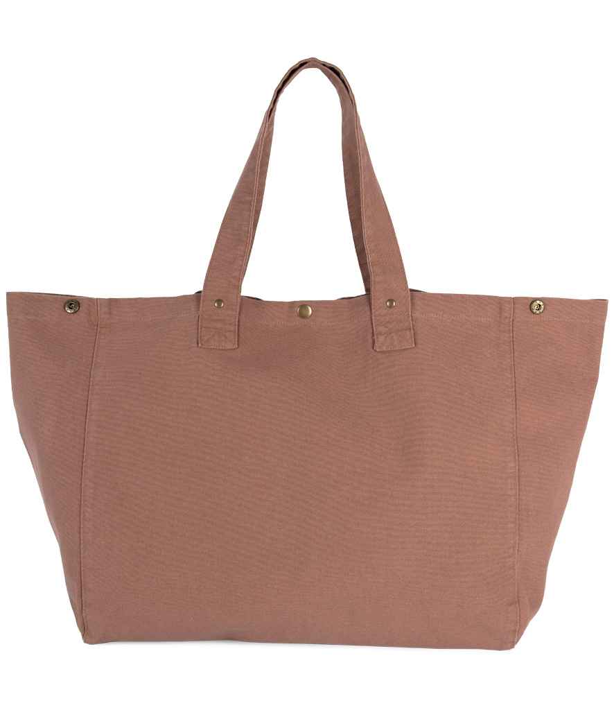 Kimood Faded Cotton Shopper Washed Santal Brown
