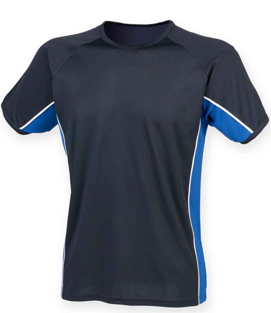 Finden + Hales Performance Panel T-Shirt Navy/Royal Blue/White