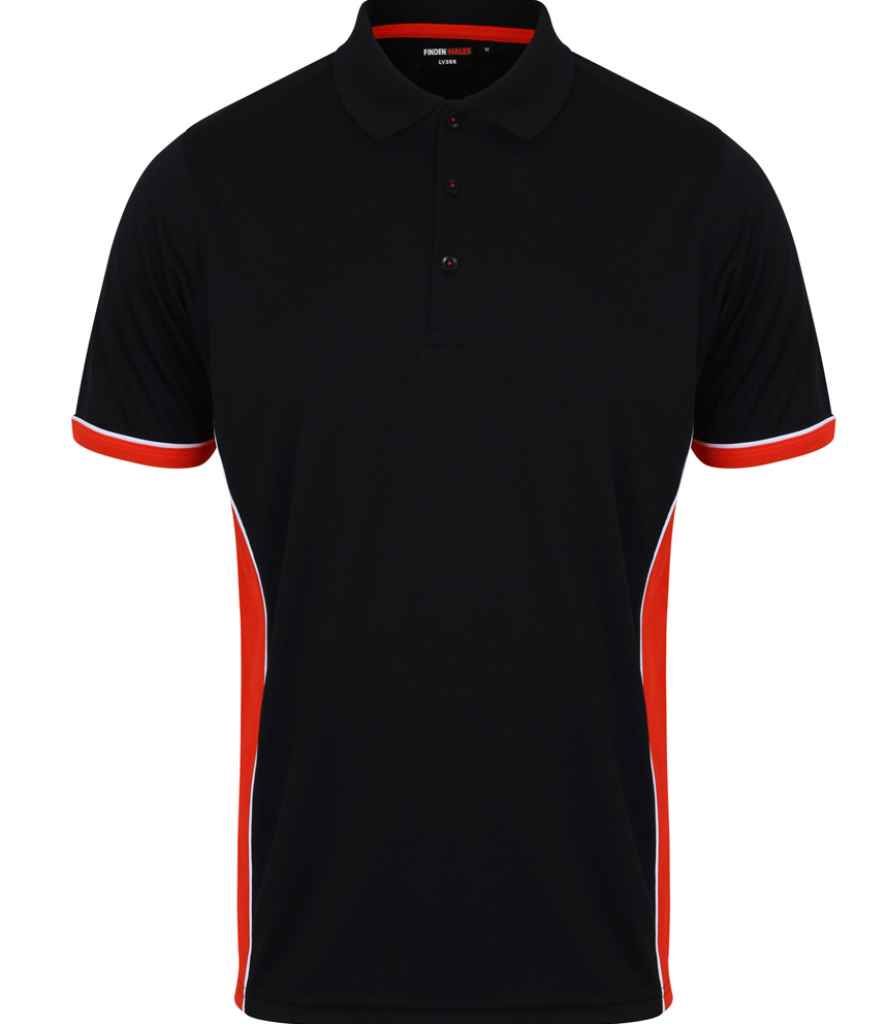 Finden + Hales Contrast Panel Polo Shirt Black/Red