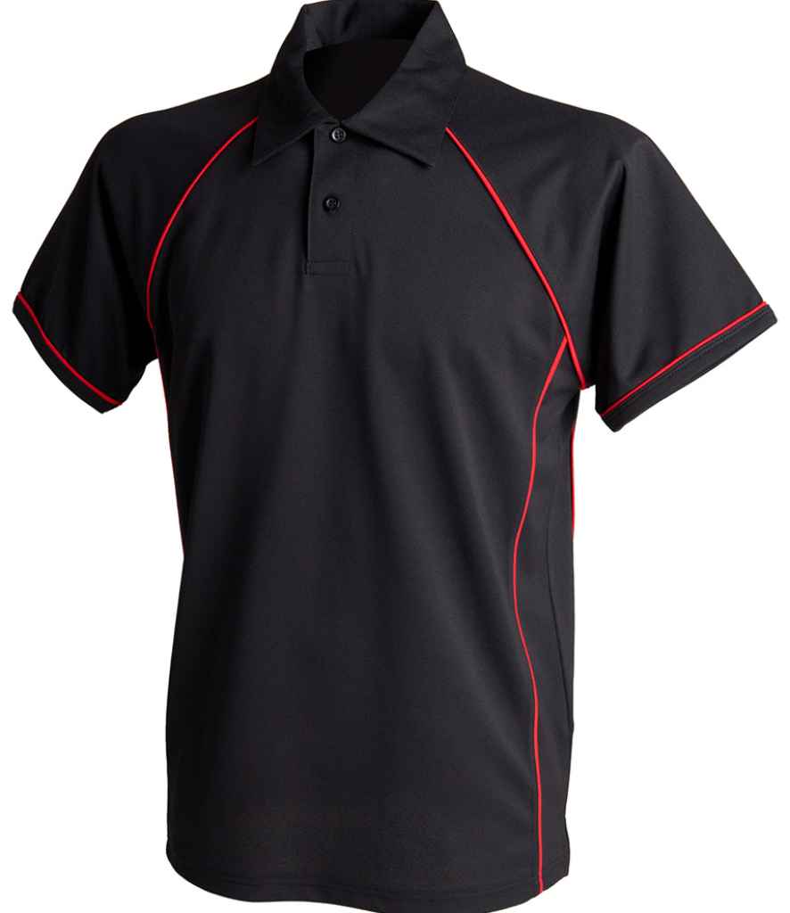 Finden + Hales Performance Piped Polo Shirt | Black/Red Black/Red
