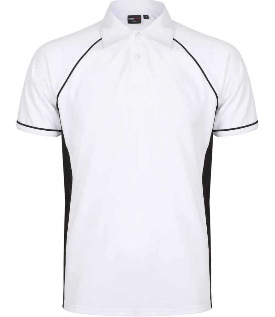 Finden + Hales Performance Piped Polo Shirt | White/Black/Black White/Black/Black