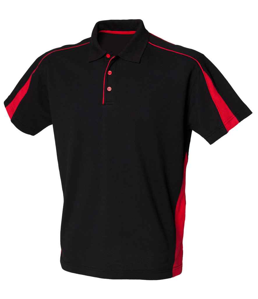 Finden + Hales Club Poly/Cotton Piqué Polo Shirt Black/Red