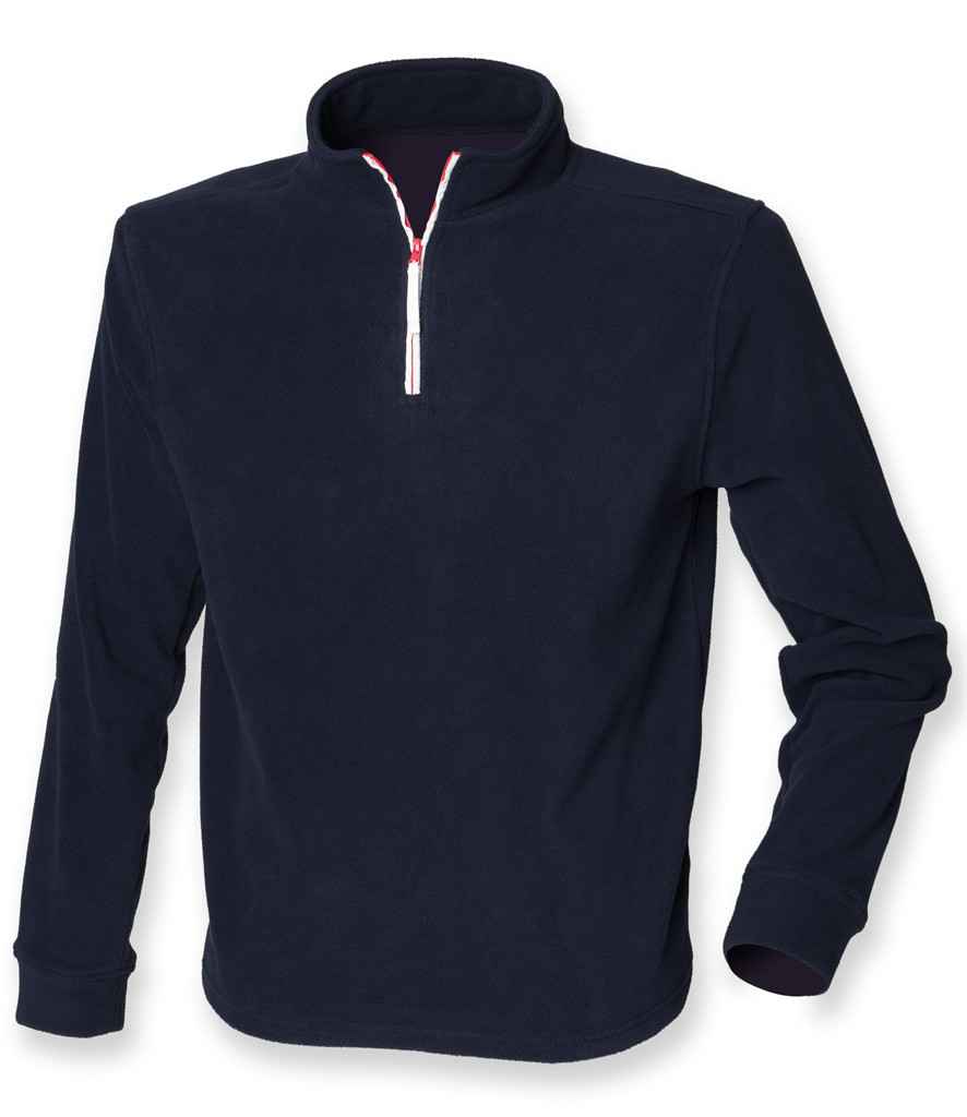 Finden + Hales Zip Neck Piped Micro Fleece Navy/White