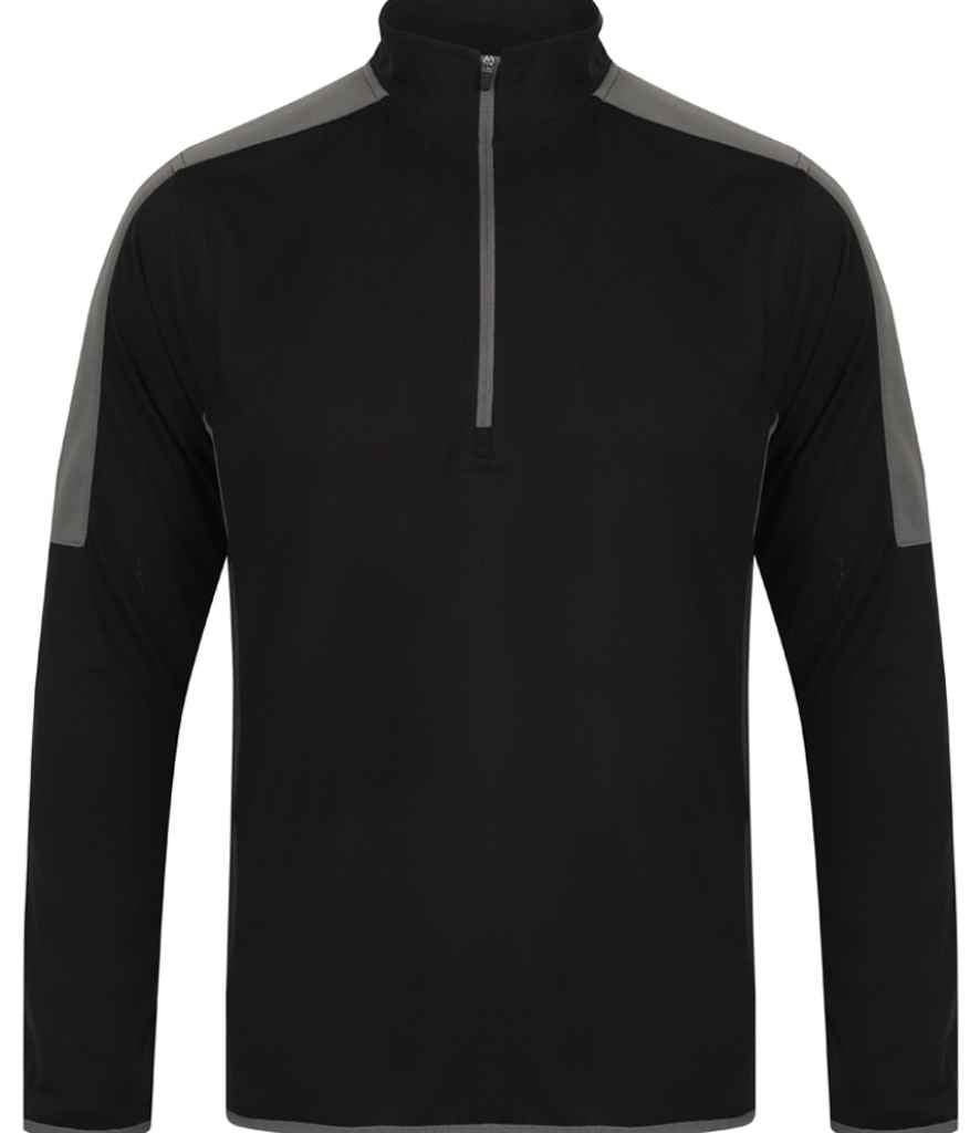 Finden + Hales Contrast Zip Neck Midlayer Top Black/Gunmetal