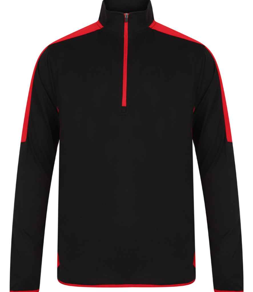 Finden + Hales Contrast Zip Neck Midlayer Top Black/Red