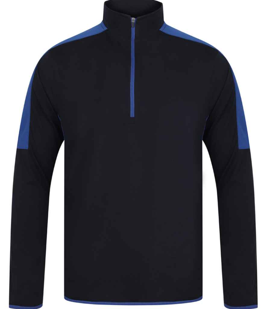 Finden + Hales Contrast Zip Neck Midlayer Top Navy/Royal Blue