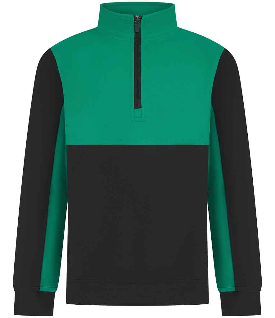 Finden + Hales Kids 1/4 Zip Tracksuit Top Black/Emerald