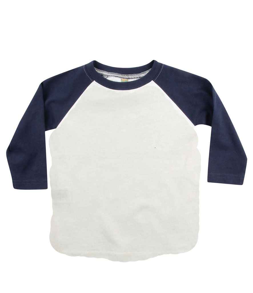 Larkwood Baby/Toddler Long Sleeve Baseball T-Shirt White/Navy
