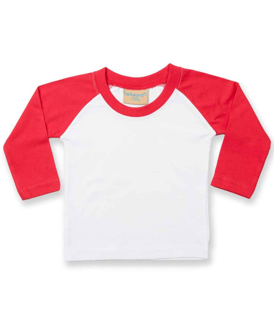 Larkwood Baby/Toddler Long Sleeve Baseball T-Shirt White/Red