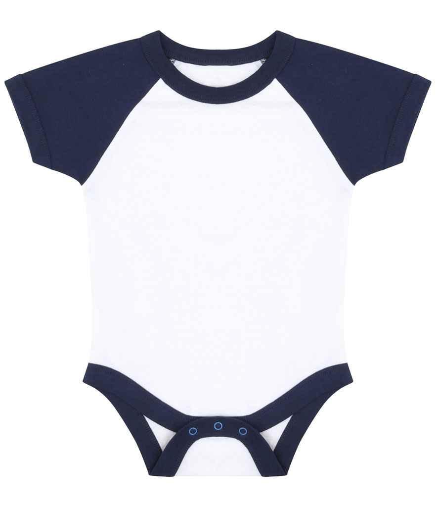 Larkwood Essential Short Sleeve Baby Baseball Bodysuit White/Navy