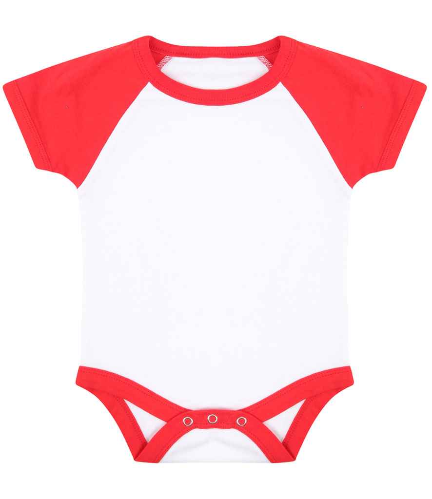 Larkwood Essential Short Sleeve Baby Baseball Bodysuit White/Red