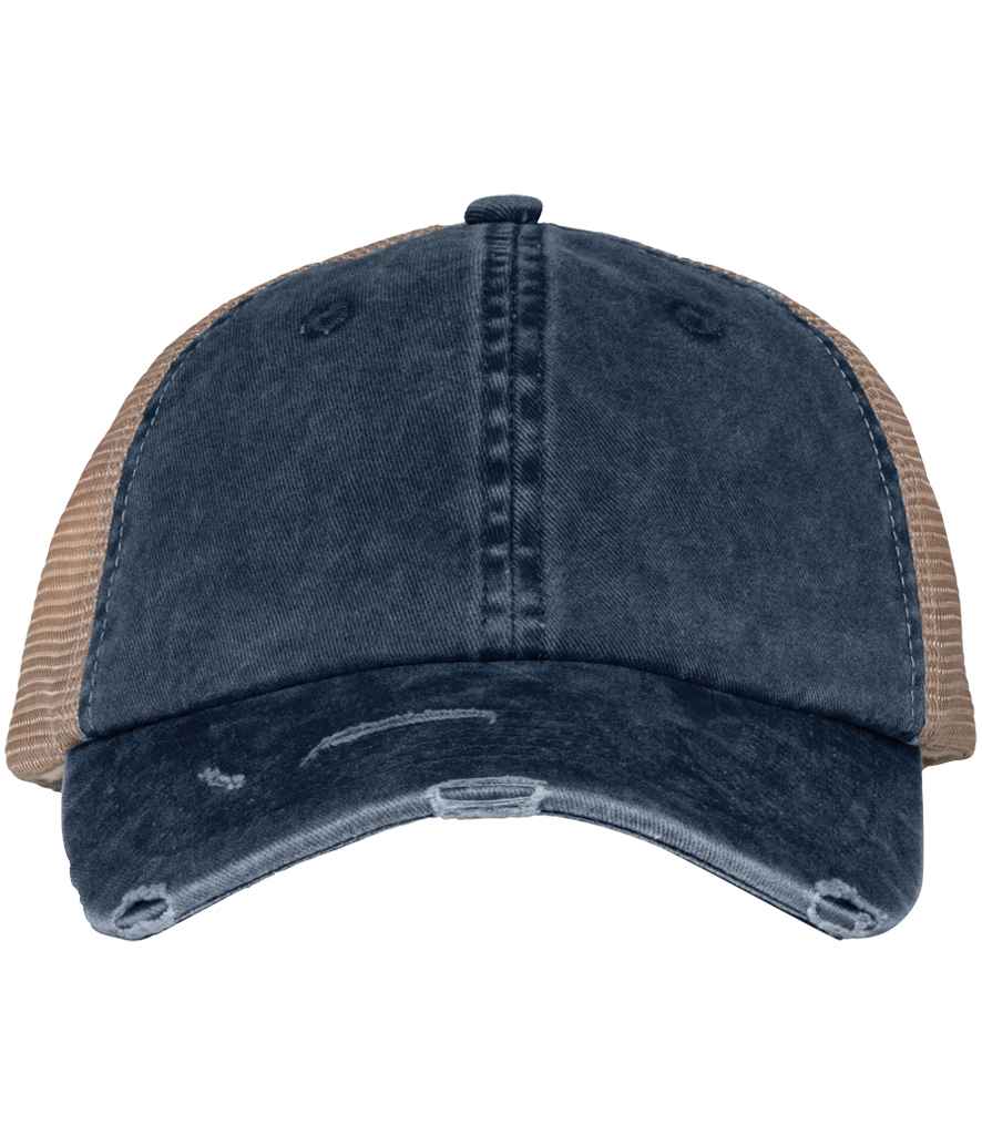 Native Spirit Washed Trucker Destroy Cap Navy/Beige