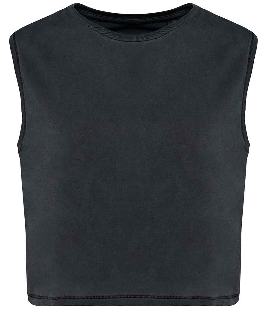 Native Spirit Ladies Cropped Tank Top Washed Coal Grey