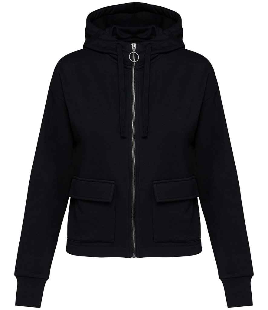 Native Spirit Ladies Full Zip Hooded Sweatshirt Black