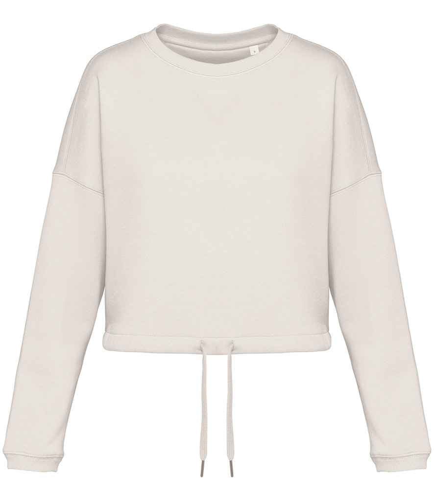 Native Spirit Ladies Oversized Cropped Sweatshirt Ivory