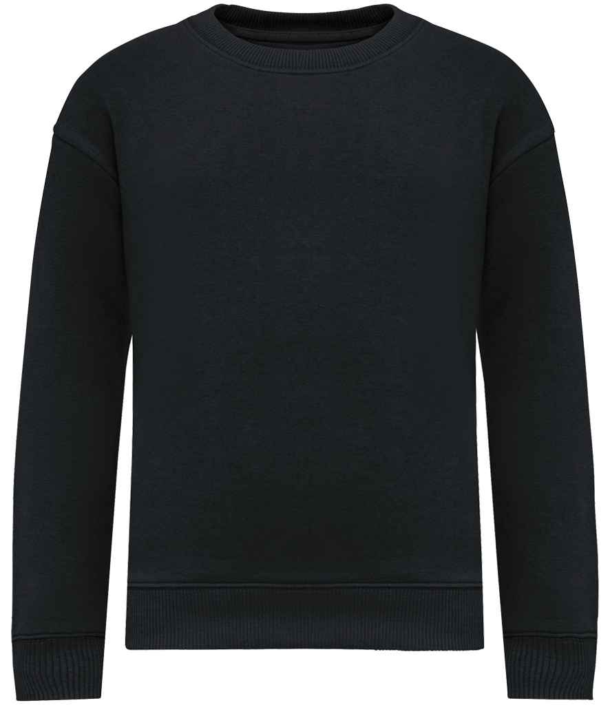 Native Spirit Kids Oversized Round Neck Sweatshirt Black