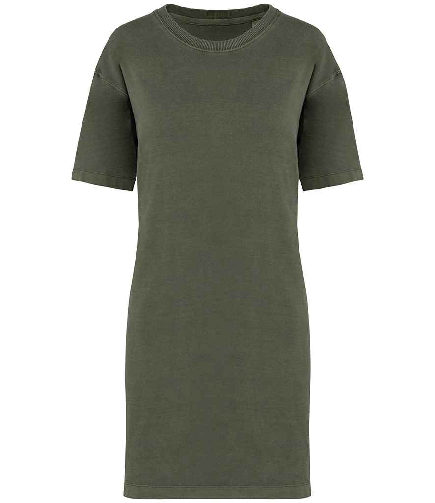 Native Spirit Ladies T-Shirt Dress Washed Organic Khaki