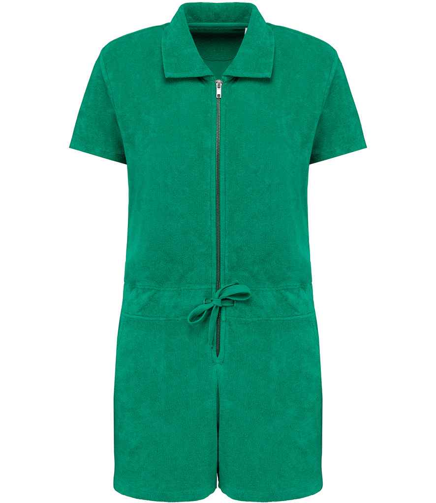 Native Spirit Ladies Terry Towel Short Overall Malachite Green