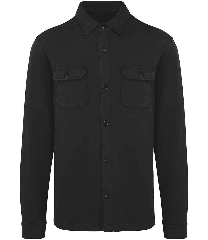 Native Spirit Faded Brushed Fleece Overshirt Washed Black