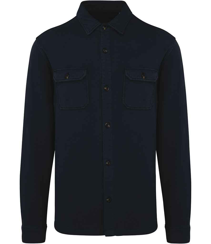 Native Spirit Faded Brushed Fleece Overshirt Washed Navy