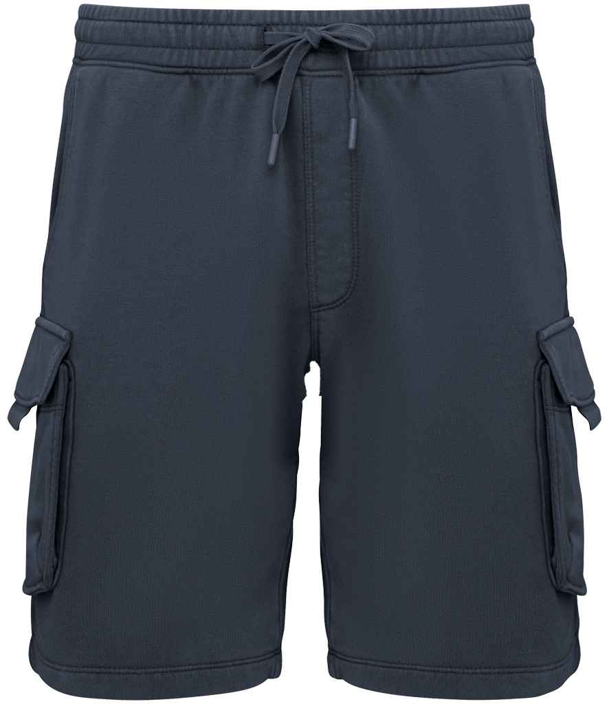 Native Spirit French Terry Washed Effect Cargo Shorts Washed Navy