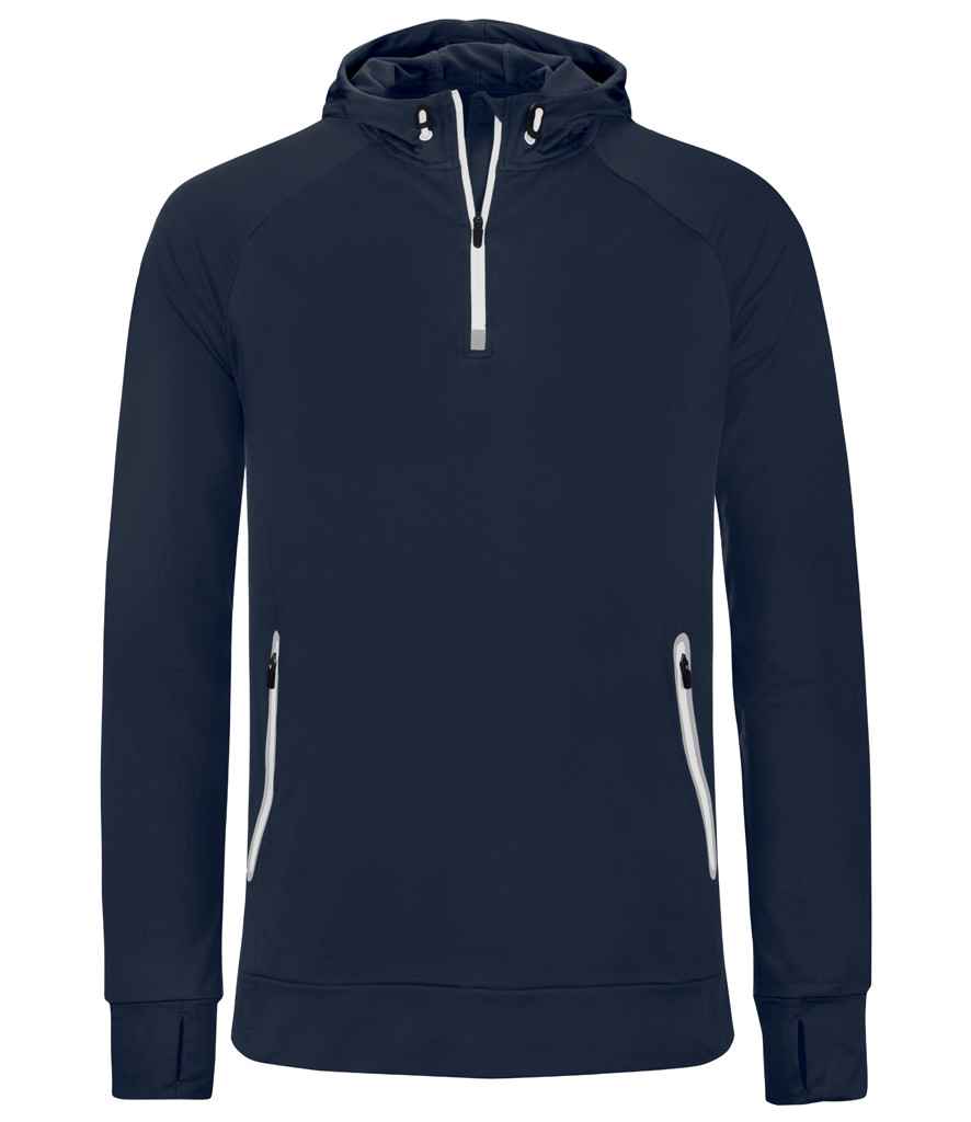 Proact Zip Neck Hooded Sweatshirt Navy