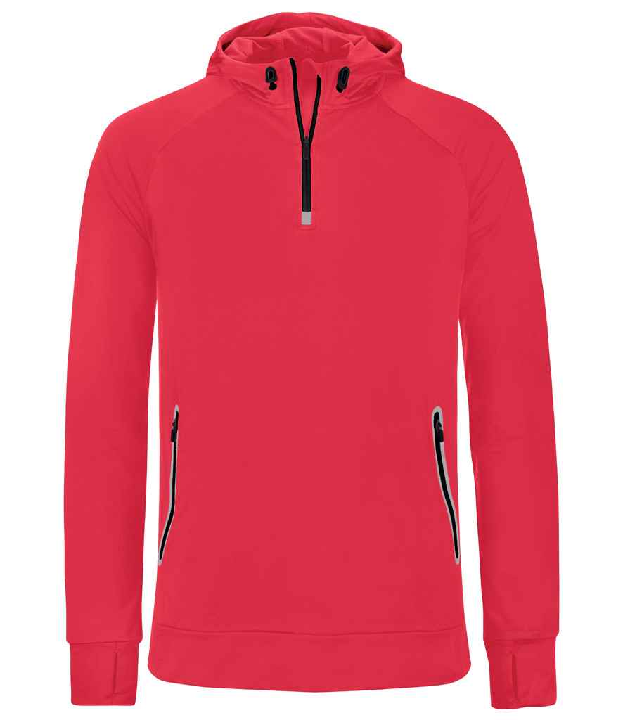 Proact Zip Neck Hooded Sweatshirt Red