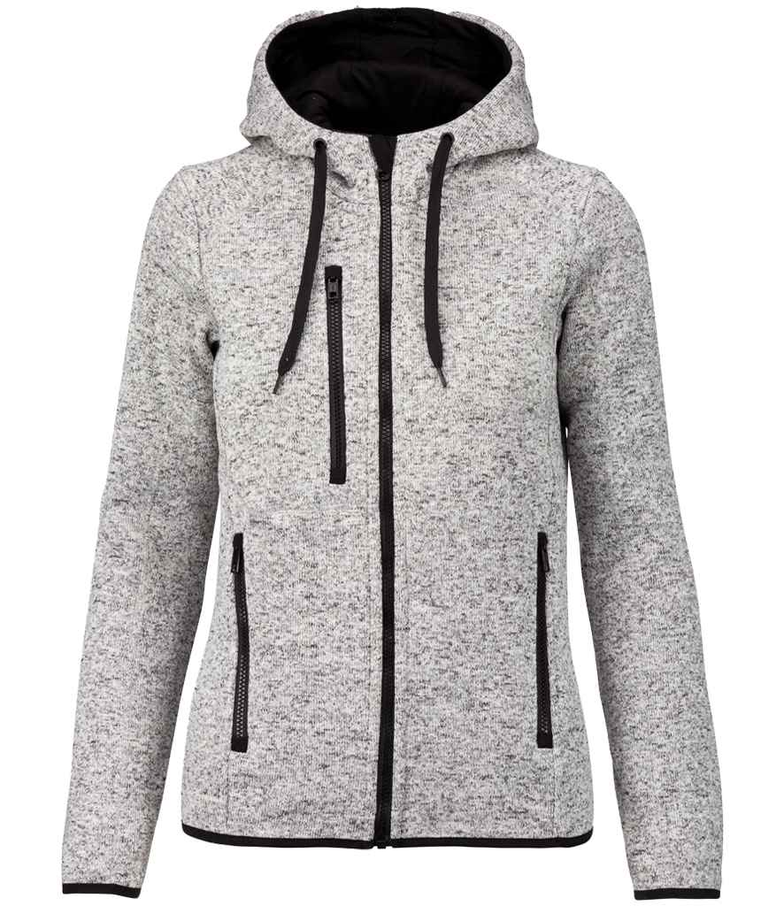 Proact Ladies Heather Hooded Jacket Light Grey Melange