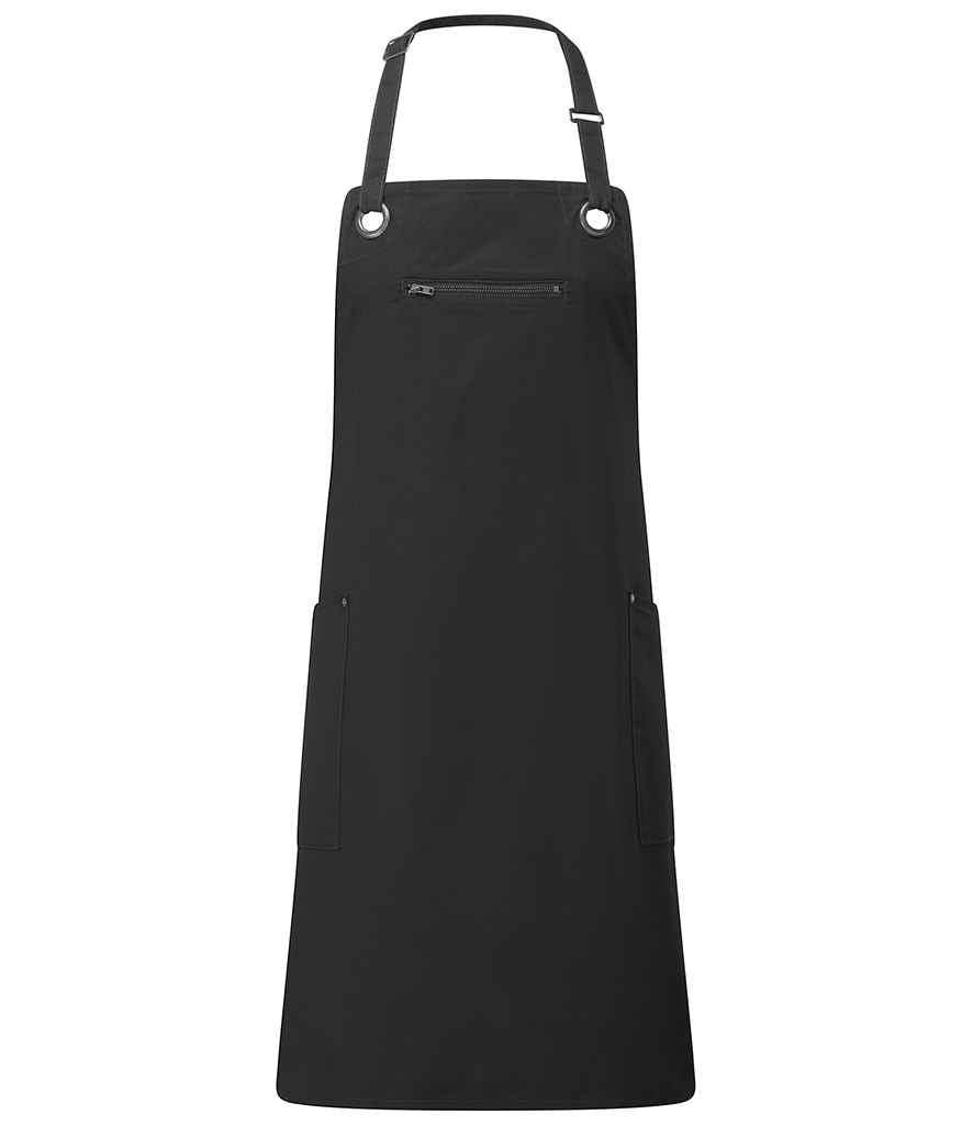 Premier Barley Contrast Stitch Bib Apron Black/Charcoal