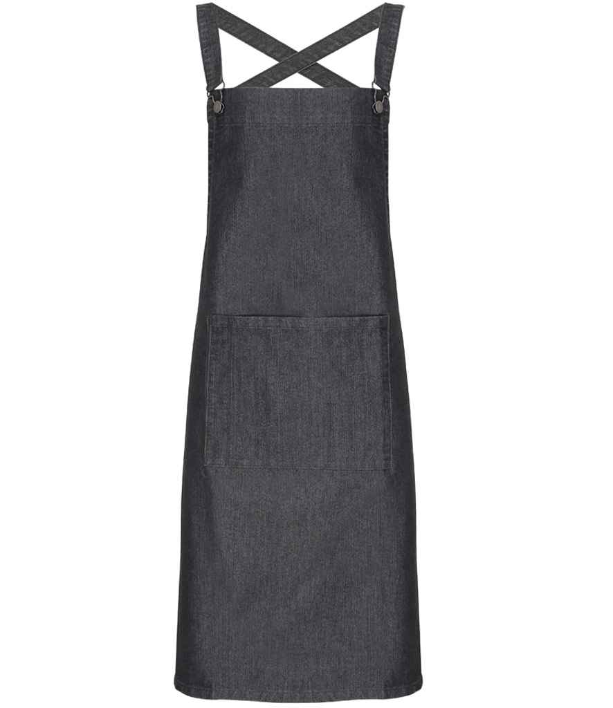 Premier Cross Back Barista Bib Apron Black Denim